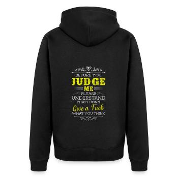 Mir egal Nein Danke - Unisex Premium Bio Zip Hoodie - Schwarz - Hinten - Nico (187cm)