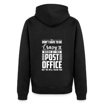 Postbote Arbeit - Unisex Premium Bio Zip Hoodie - Schwarz - Hinten - Nico (187cm)