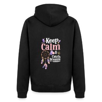 Dreams, Natives, Sleeps, Love - Unisex Premium Organic Zip Hoodie - black - Back - Nico (187cm)