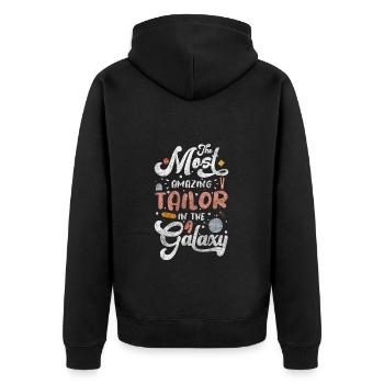 Schneiderin Beruf Mode Näherin - Unisex Premium Bio Zip Hoodie - Schwarz - Hinten - Nico (187cm)