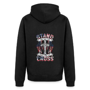 USA Patriot Militär Nation - Unisex Premium Bio Zip Hoodie - Schwarz - Hinten - Nico (187cm)