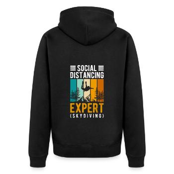 Fallschirmspringer Sprung Sport Base Jump - Unisex Premium Bio Zip Hoodie - Schwarz - Hinten - Nico (187cm)