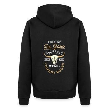 Wilder Westen Pferd Line Dance - Unisex Premium Bio Zip Hoodie - Schwarz - Hinten - Nico (187cm)