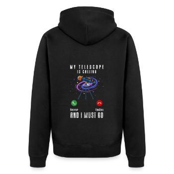 Universum Stern Weltraum Astronom - Unisex Premium Bio Zip Hoodie - Schwarz - Hinten - Nico (187cm)