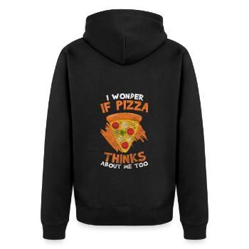 Pizza Pizzaofen Pizzabäcker Köstlich - Unisex Premium Bio Zip Hoodie - Schwarz - Hinten - Nico (187cm)