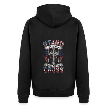 United States Pride Nation American - Unisex Premium Organic Zip Hoodie - black - Back - Nico (187cm)