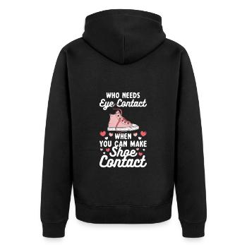 Schuhsammler Shopping Sammlung Horten - Unisex Premium Bio Zip Hoodie - Schwarz - Hinten - Nico (187cm)
