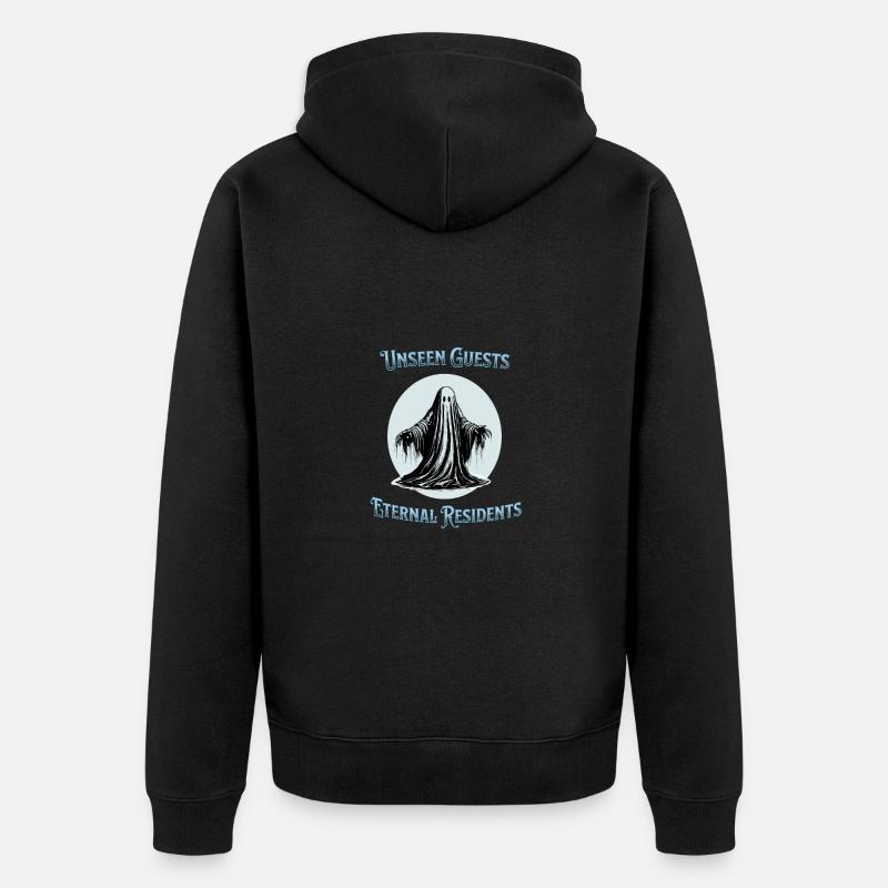 Unsichtbare Gäste, ewige Bewohner - Unisex Premium Bio Zip Hoodie - Schwarz