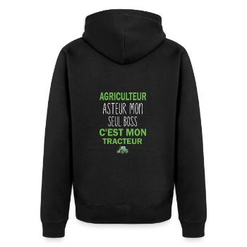 Agriculteur asteur mon seul boss cest mon tracteur - Veste à capuche bio Premium Unisexe - noir - Dos - Nico (187cm)