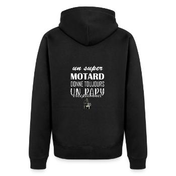 Un super motard papy grand-père moto humoristique - Veste à capuche bio Premium Unisexe - noir - Dos - Nico (187cm)