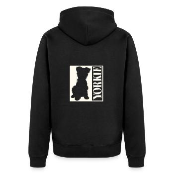 Yorkie Yorkshire Terrier Silhouette grafisch - Unisex Premium Bio Zip Hoodie - Schwarz - Hinten - Nico (187cm)