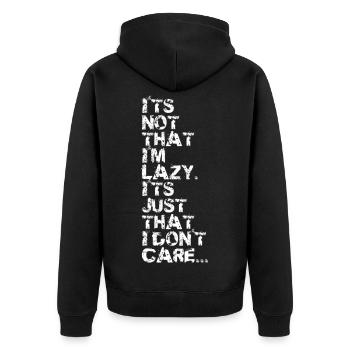 I'm not Lazy v2 - Unisex Premium Bio Zip Hoodie - Schwarz - Hinten - Nico (187cm)
