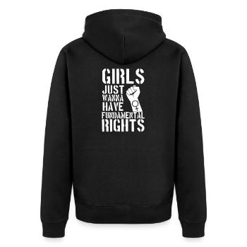 Mädchen möchten Grundrechte-Hemd gerade haben - Unisex Premium Bio Zip Hoodie - Schwarz - Hinten - Nico (187cm)