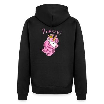 Majestueuse couronne de licorne imprimée - Veste à capuche bio Premium Unisexe - noir - Dos - Nico (187cm)