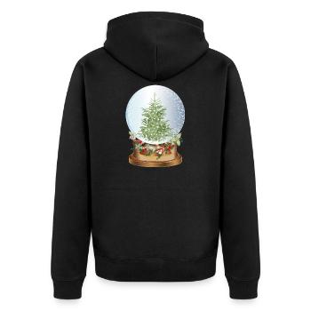schöne nostalgische Schneekugel mit Weihnachtsbaum - Unisex Premium Bio Zip Hoodie - Schwarz - Hinten - Nico (187cm)