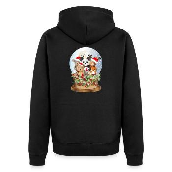 schöne nostalgische Schneekugel mit Kuscheltiere - Unisex Premium Bio Zip Hoodie - Schwarz - Hinten - Nico (187cm)