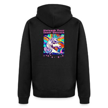 Magical horsepower shirt for dreamers - Unisex Premium Organic Zip Hoodie - black - Back - Nico (187cm)