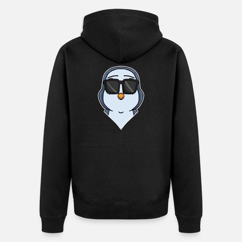 cooler Pinguin mit Sonnenbrille - Unisex Premium Bio Zip Hoodie - Schwarz
