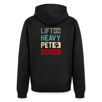 Heben Sie schwere Haustiere Hunde - Unisex Premium Bio Zip Hoodie - Schwarz - Hinten - Nico (187cm)