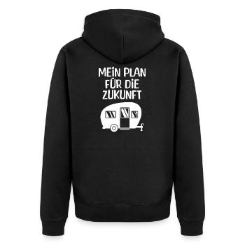 Wanderlust Camping Chillen Wohnwagen Statement - Unisex Premium Bio Zip Hoodie - Schwarz - Hinten - Nico (187cm)
