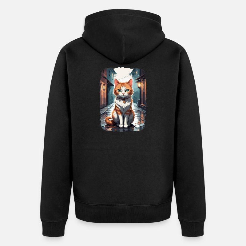 Süße Katzen in einer Straßengasse - Unisex Premium Bio Zip Hoodie - Schwarz