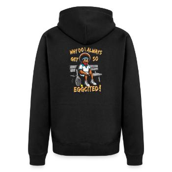 Tennis Shirt Why so excited Funny - Unisex Premium Bio Zip Hoodie - Schwarz - Hinten - Nico (187cm)
