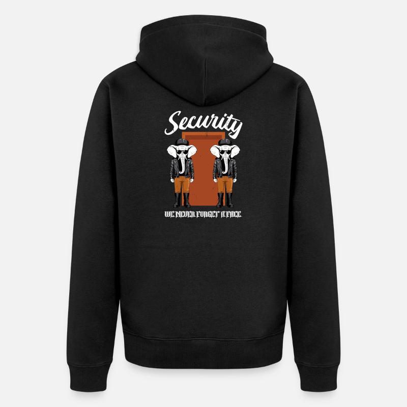 Security Elefanten - Unisex Premium Bio Zip Hoodie - Schwarz