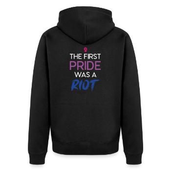 LGBT Pride Month - The First Pride Was a Riot - Unisex Premium Organic Zip Hoodie - black - Back - Nico (187cm)