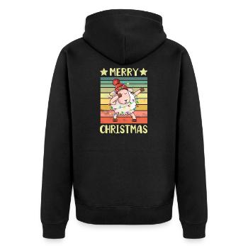 Frohe Weihnachten Schaf - Unisex Premium Bio Zip Hoodie - Schwarz - Hinten - Nico (187cm)