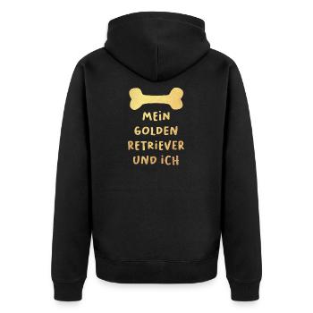 Golden Retriever Gold Hunde Gassi Tierliebe - Unisex Premium Bio Zip Hoodie - Schwarz - Hinten - Nico (187cm)