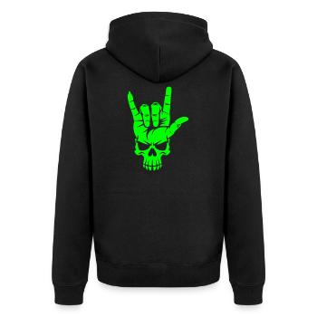 Rock 'n' Roll Skull Hand Gesture - Unisex Premium Organic Zip Hoodie - black - Back - Nico (187cm)