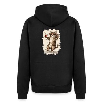 Party Katze :) - Unisex Premium Bio Zip Hoodie - Schwarz - Hinten - Nico (187cm)