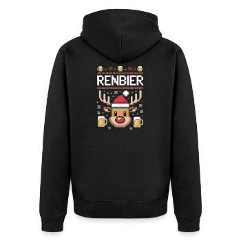 Beer Mug Reindeer Christmas - Unisex Premium Organic Zip Hoodie - black - Back - Nico (187cm)