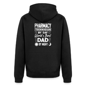Apotheker Pharmazeutisch-technischer - Unisex Premium Bio Zip Hoodie - Schwarz - Hinten - Nico (187cm)
