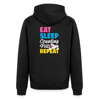 Apotheker Pharmazeutisch-technischer - Unisex Premium Bio Zip Hoodie - Schwarz - Hinten - Nico (187cm)