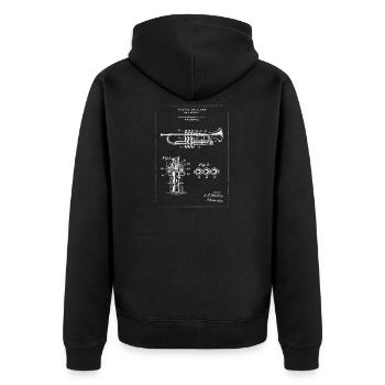 Plan de brevet pour trompette vintage - Veste à capuche bio Premium Unisexe - noir - Dos - Nico (187cm)