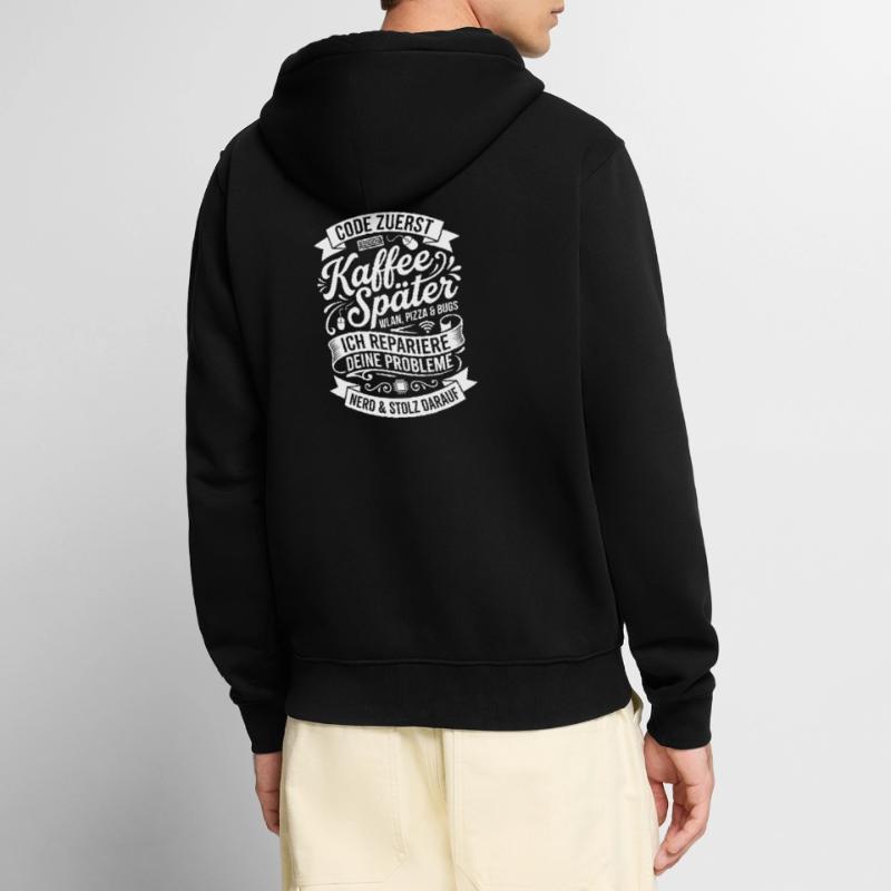 Code First Coffee Later Unisex Premium Organic Zip Hoodie