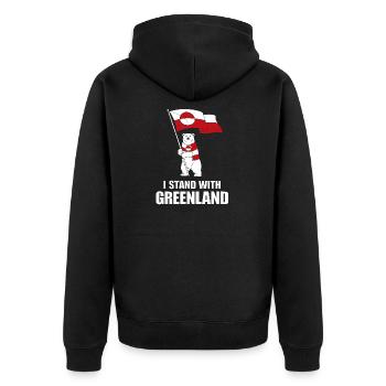 Soutien Groenland: Ours et Drapeau - Veste à capuche bio Premium Unisexe - noir - Dos - Nico (187cm)