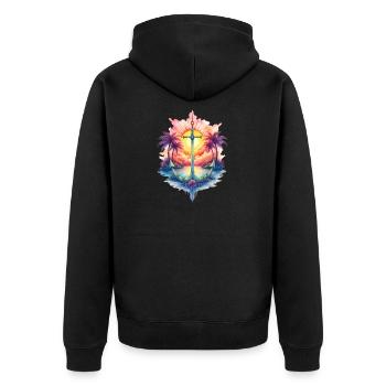 Ancre tropicale au lever du soleil - Veste à capuche bio Premium Unisexe - noir - Dos - Nico (187cm)