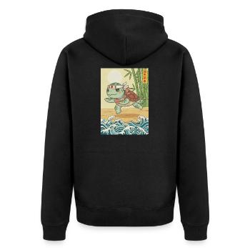 Kawaii Martial Arts Turtle - Unisex Premium Organic Zip Hoodie - black - Back - Nico (187cm)