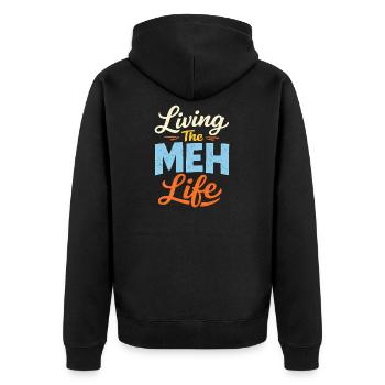Sarcasme – Profiter pleinement de la vie – L - Veste à capuche bio Premium Unisexe - noir - Dos - Nico (187cm)