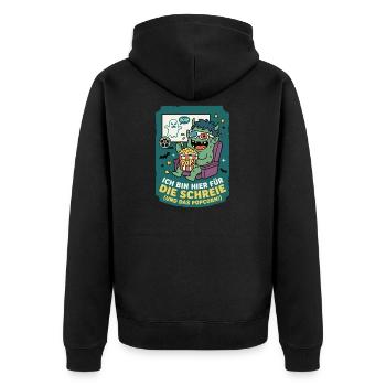 Horror Kino Schreien Popcorn Spruch - Unisex Premium Bio Zip Hoodie - Schwarz - Hinten - Nico (187cm)