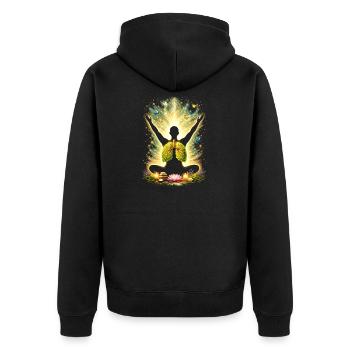 Meditation Atmung Natur Lunge Design  - Unisex Premium Bio Zip Hoodie - Schwarz - Hinten - Nico (187cm)