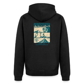 Bergsteigen Motivation Kein Weg Egal - Unisex Premium Bio Zip Hoodie - Schwarz - Hinten - Nico (187cm)