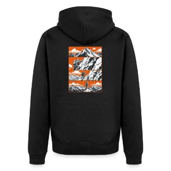 Bergsteiger Kletter Abenteuer - Unisex Premium Bio Zip Hoodie - Schwarz - Hinten - Nico (187cm)