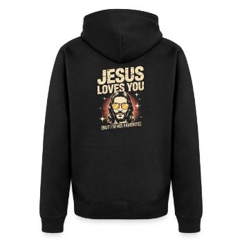 Jésus t’aime Je suis son t-shirt préféré - Veste à capuche bio Premium Unisexe - noir - Dos - Nico (187cm)