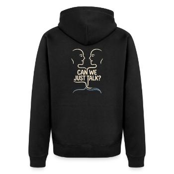 Gegen Spaltung Für Frieden - Unisex Premium Bio Zip Hoodie - Schwarz - Hinten - Nico (187cm)