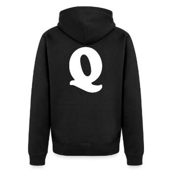 Großes Q Stil-Print | Buchstabe Q | Q Logo - Unisex Premium Bio Zip Hoodie - Schwarz - Hinten - Nico (187cm)
