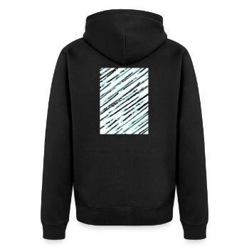 Diagonale Türkis Textur - Unisex Premium Bio Zip Hoodie - Schwarz - Hinten - Nico (187cm)