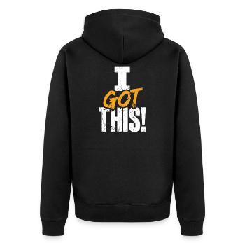 Ich habe diesen kühnen Pinsel bekommen - Unisex Premium Bio Zip Hoodie - Schwarz - Hinten - Nico (187cm)